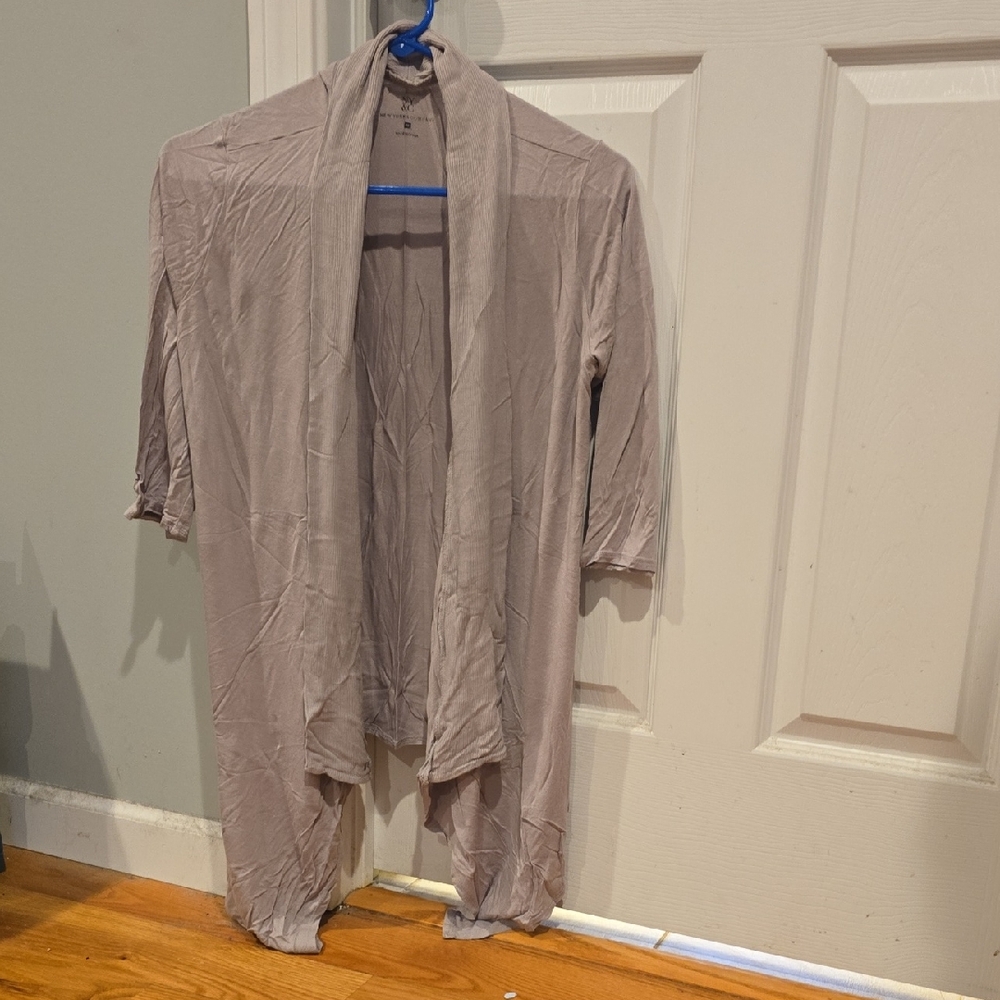 New York & Company Women's Taupe Open-Front Cardigan